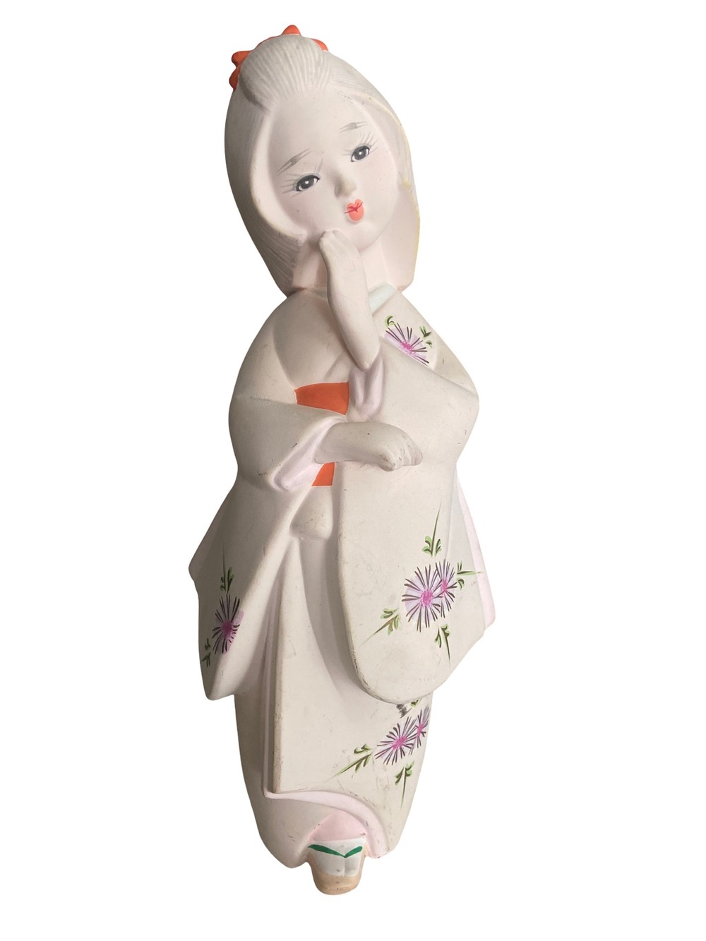 Vintage Japanese Hakata Ningyo Clay Doll Hand Painted Girl Figurine 11" Showa